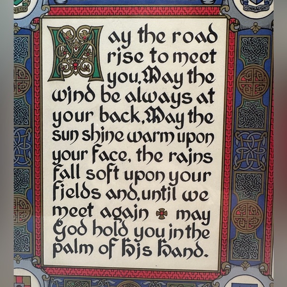VTG 1961 An Irish Blessing Framed Screen Print Gaelic Coat of Arms Made in USA - Picture 7 of 10